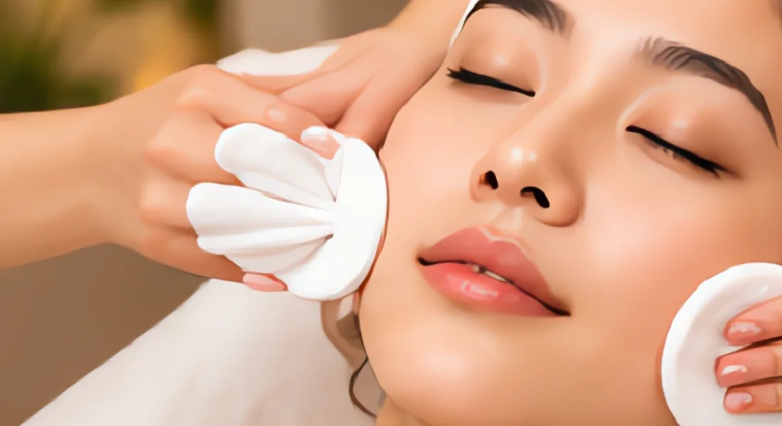 Mặt nạ thảo mộc được đắp nhẹ nhàng trong buổi chăm sóc da mặt